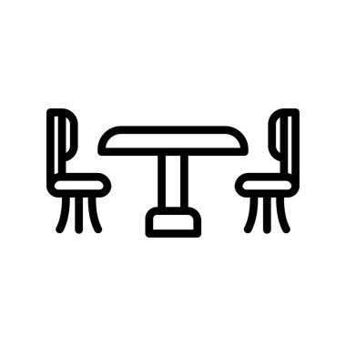 tablo ve sandalye simgeleri, vektör illüstrasyonu