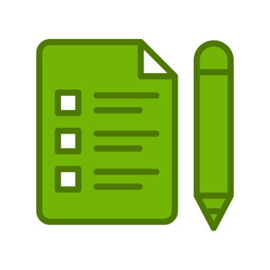 Sınav kağıdı ve kalem, vektör simgesi çizimi