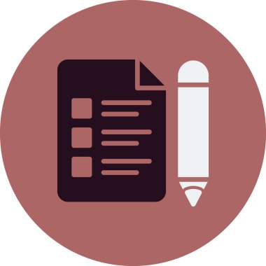 Sınav kağıdı ve kalem, vektör simgesi çizimi