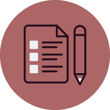 Sınav kağıdı ve kalem, vektör simgesi çizimi