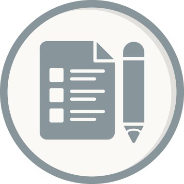 Sınav kağıdı ve kalem, vektör simgesi çizimi