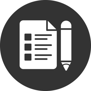 Sınav kağıdı ve kalem, vektör simgesi çizimi