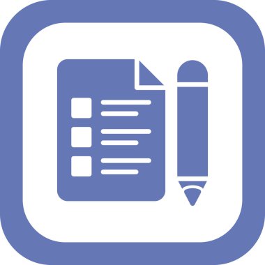 Sınav kağıdı ve kalem, vektör simgesi çizimi