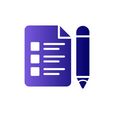 Sınav kağıdı ve kalem, vektör simgesi çizimi