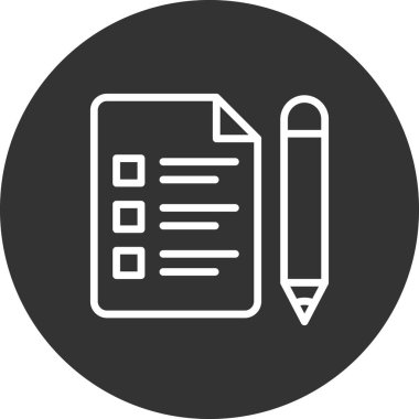 Sınav kağıdı ve kalem, vektör simgesi çizimi