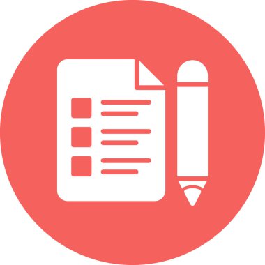 Sınav kağıdı ve kalem, vektör simgesi çizimi