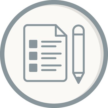 Sınav kağıdı ve kalem, vektör simgesi çizimi