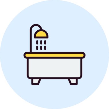 Küvet simgesi, vektör illüstrasyonu 