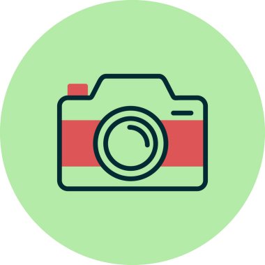 Kamera simgesi vektörü. düz biçim.