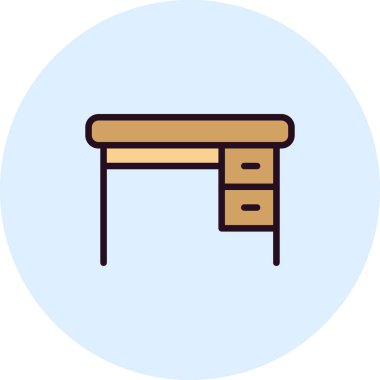 çekmeceli düz vektör simgesi olan masa