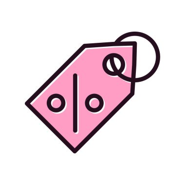 İndirim etiketi simgesi. Yüzde sembolü olan kıyafetlerin basit çizimi.