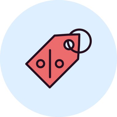 İndirim etiketi simgesi. Yüzde sembolü olan kıyafetlerin basit çizimi.