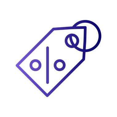 İndirim etiketi simgesi. Yüzde sembolü olan kıyafetlerin basit çizimi.