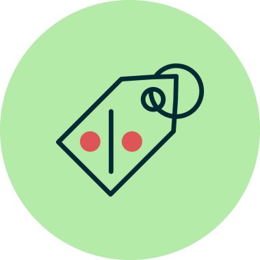 İndirim etiketi simgesi. Yüzde sembolü olan kıyafetlerin basit çizimi.