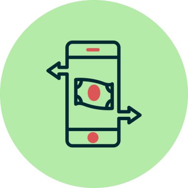 Dolar ikonlu akıllı telefon. taslak ödeme çevrimiçi vektör illüstrasyon pictogram. bankacılık sembolü