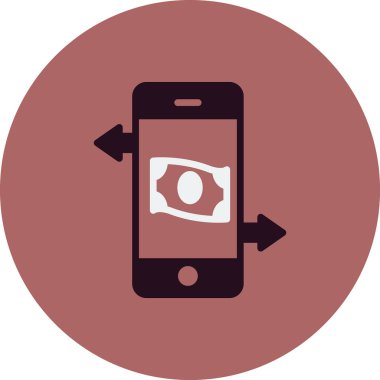 Dolar ikonlu akıllı telefon. taslak ödeme çevrimiçi vektör illüstrasyon pictogram. bankacılık sembolü