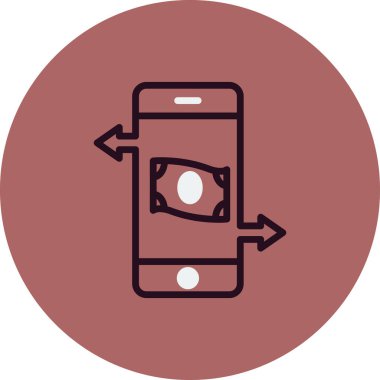 Dolar ikonlu akıllı telefon. taslak ödeme çevrimiçi vektör illüstrasyon pictogram. bankacılık sembolü