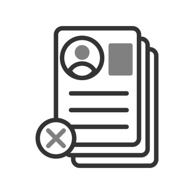 Özgeçmiş Reddedilmiş belge, vektör illüstrasyonu  