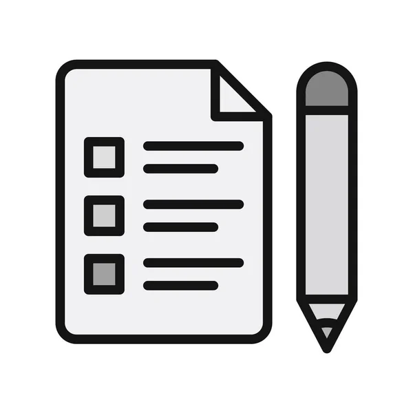 Esame Carta Penna Icona Vettoriale Disegno Illustrazione — Vettoriale Stock