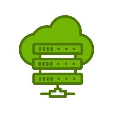 Bulut hesaplama düz simgesi, vektör illüstrasyonu