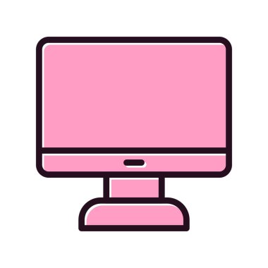 bilgisayar monitörü simgesi, vektör düz illüstrasyon 