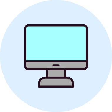 bilgisayar monitörü simgesi, vektör düz illüstrasyon 