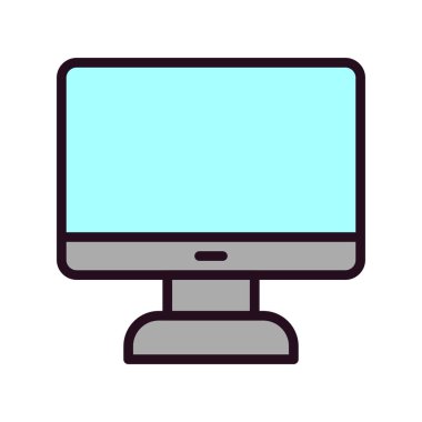 bilgisayar monitörü simgesi, vektör düz illüstrasyon 