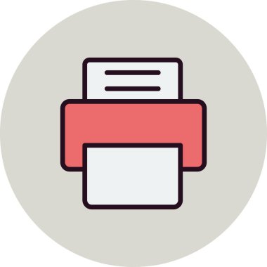 vektör yazıcı düz simgesi 