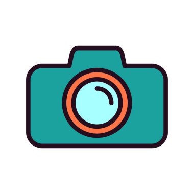 Kamera simgesi vektörü. düz biçim.