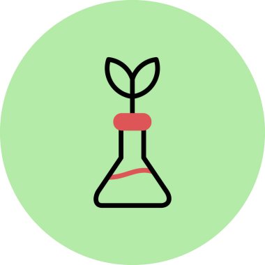 Biyotıp, bilim ve bitki ikonu, vektör illüstrasyonu