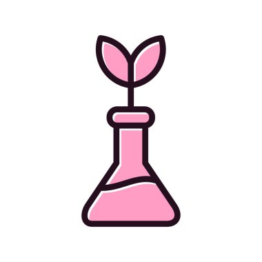 Biyotıp, bilim ve bitki ikonu, vektör illüstrasyonu