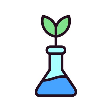 Biyotıp, bilim ve bitki ikonu, vektör illüstrasyonu