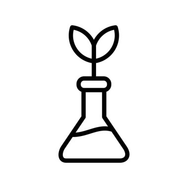 Biyotıp, bilim ve bitki ikonu, vektör illüstrasyonu