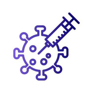 Bakteri, koronavirüs ikon vektör illüstrasyonlu şırınga