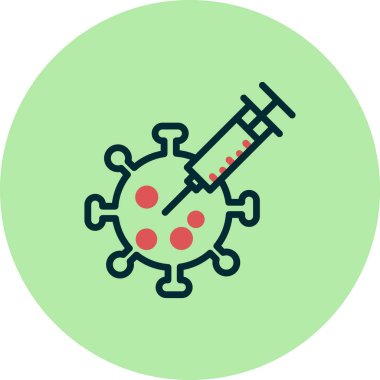 Bakteri, koronavirüs ikon vektör illüstrasyonlu şırınga