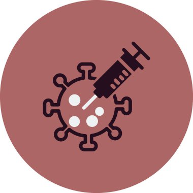 Bakteri, koronavirüs ikon vektör illüstrasyonlu şırınga