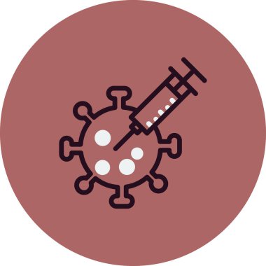 Bakteri, koronavirüs ikon vektör illüstrasyonlu şırınga