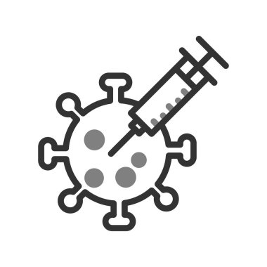 Bakteri, koronavirüs ikon vektör illüstrasyonlu şırınga