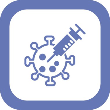 Bakteri, koronavirüs ikon vektör illüstrasyonlu şırınga