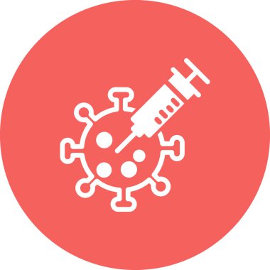 Bakteri, koronavirüs ikon vektör illüstrasyonlu şırınga