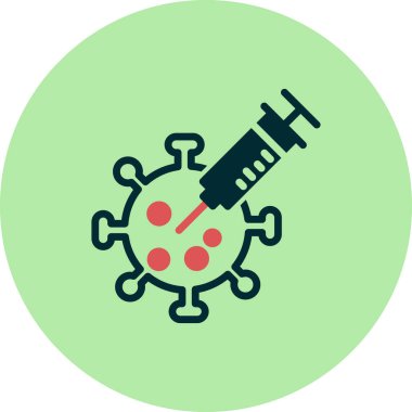 Bakteri, koronavirüs ikon vektör illüstrasyonlu şırınga