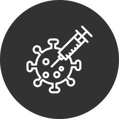 Bakteri, koronavirüs ikon vektör illüstrasyonlu şırınga