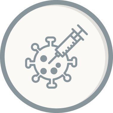 Bakteri, koronavirüs ikon vektör illüstrasyonlu şırınga