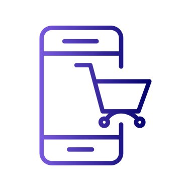 çevrimiçi alışveriş, cep telefonu simgesi, vektör illüstrasyonu 