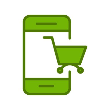çevrimiçi alışveriş, cep telefonu simgesi, vektör illüstrasyonu 