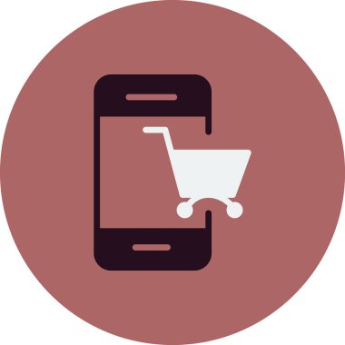 çevrimiçi alışveriş, cep telefonu simgesi, vektör illüstrasyonu 