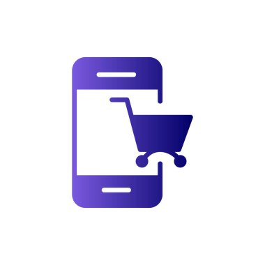 çevrimiçi alışveriş, cep telefonu simgesi, vektör illüstrasyonu 