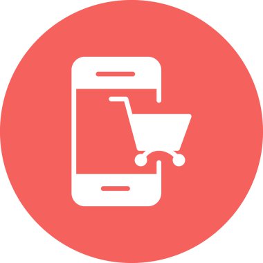 çevrimiçi alışveriş, cep telefonu simgesi, vektör illüstrasyonu 