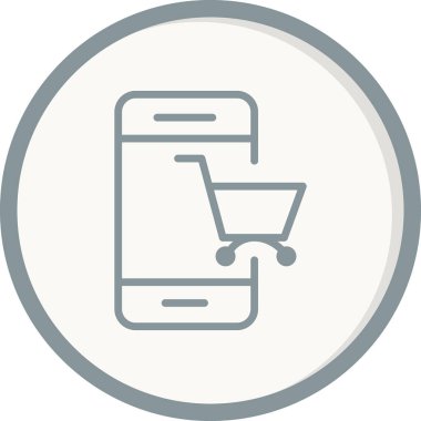 çevrimiçi alışveriş, cep telefonu simgesi, vektör illüstrasyonu 