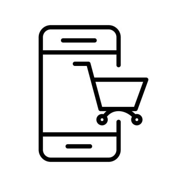 çevrimiçi alışveriş, cep telefonu simgesi, vektör illüstrasyonu 